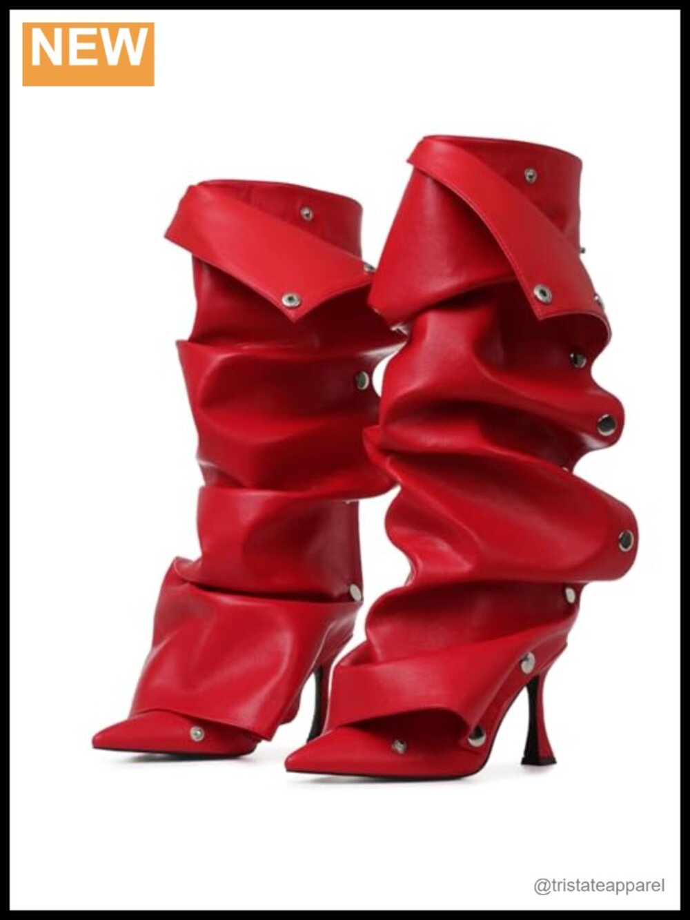 Women's Knee High Stiletto Boots Pointed Toe Wide Calf Slouchy Detachable Panel